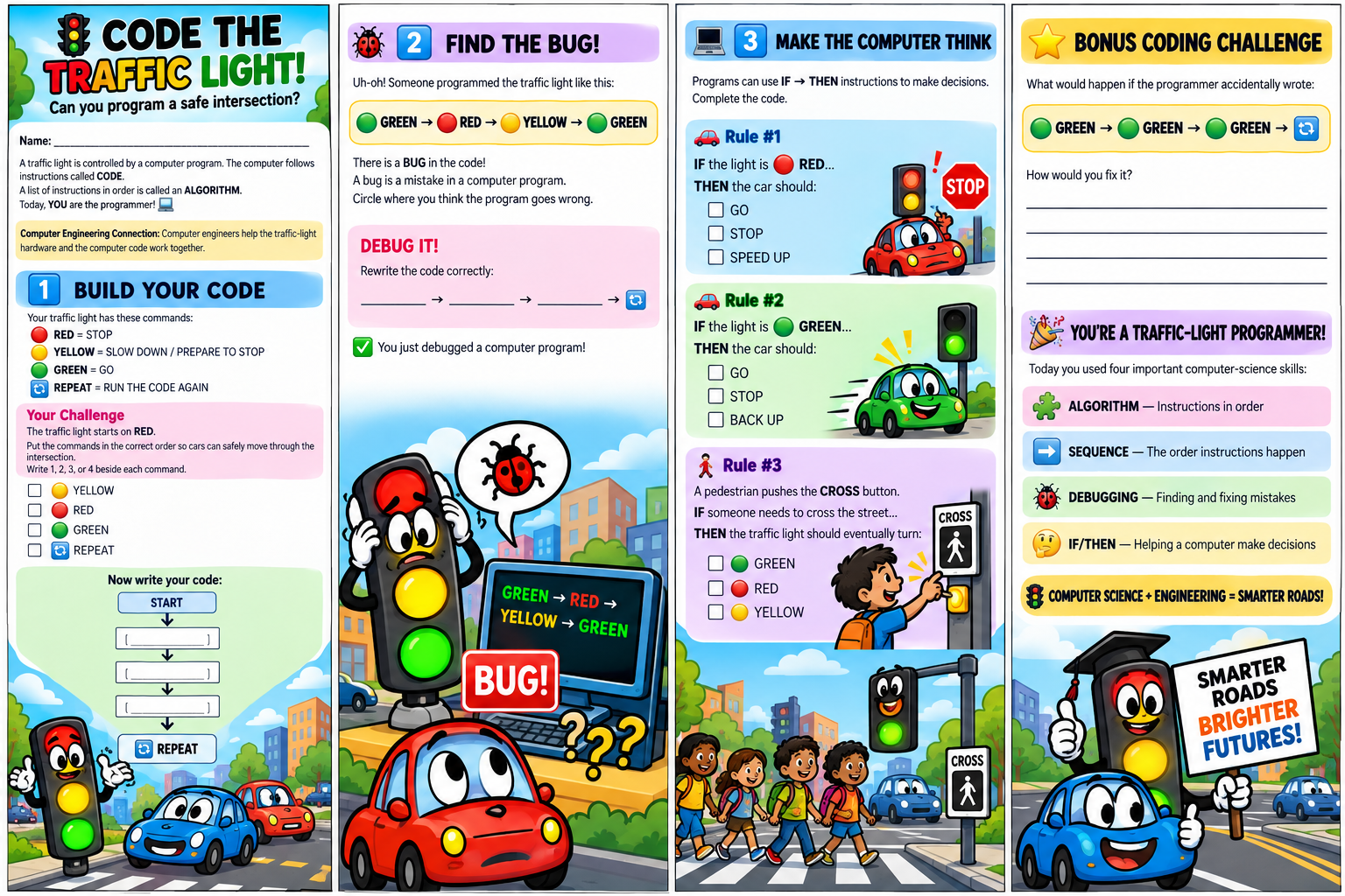 Colorful Traffic Light Coding Worksheet